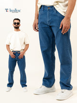 Blue Straight Fit Men's Denim Jeans