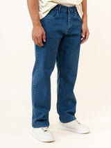 Blue Straight Fit Men's Denim Jeans