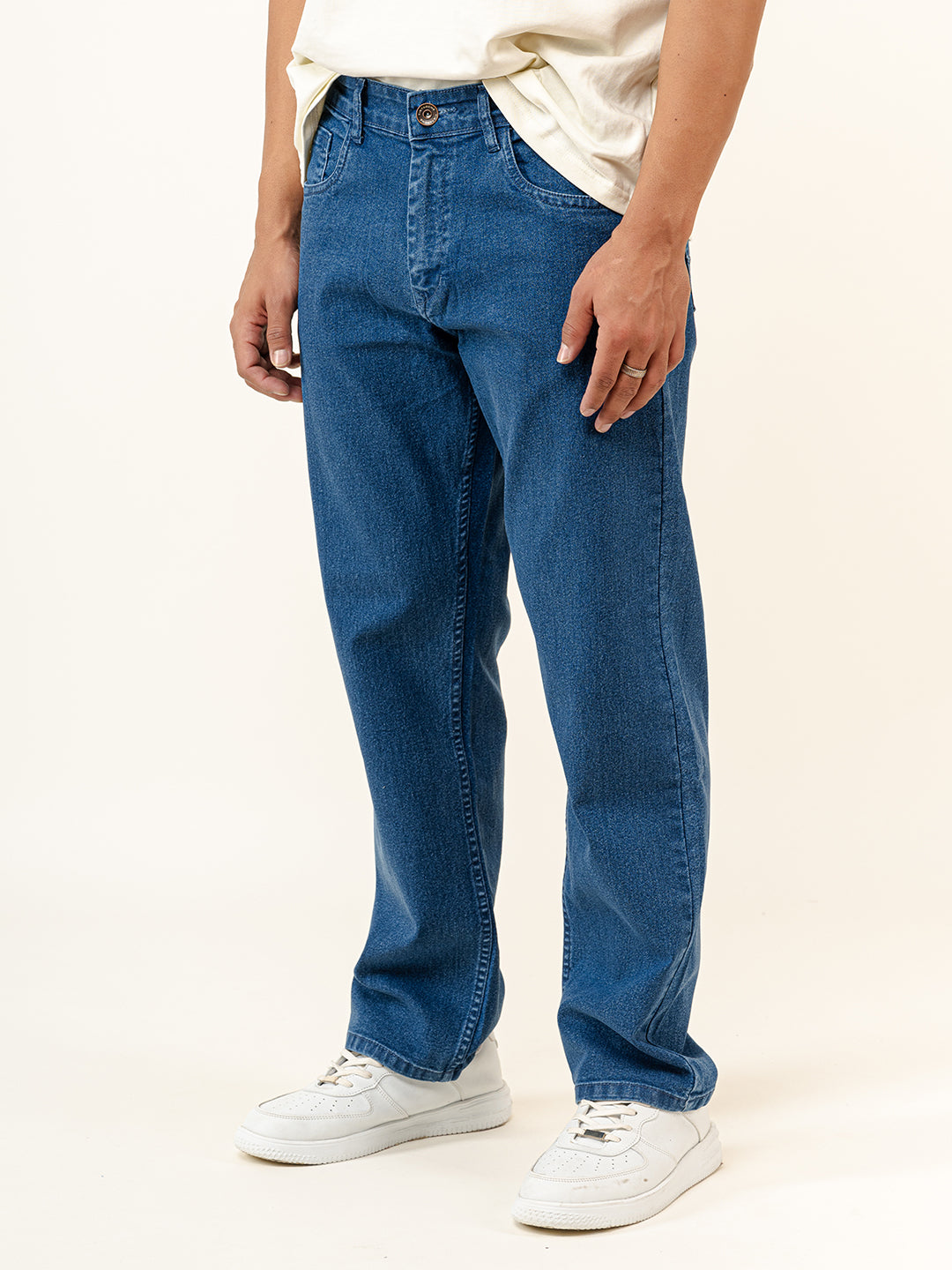 Blue Straight Fit Men's Denim Jeans