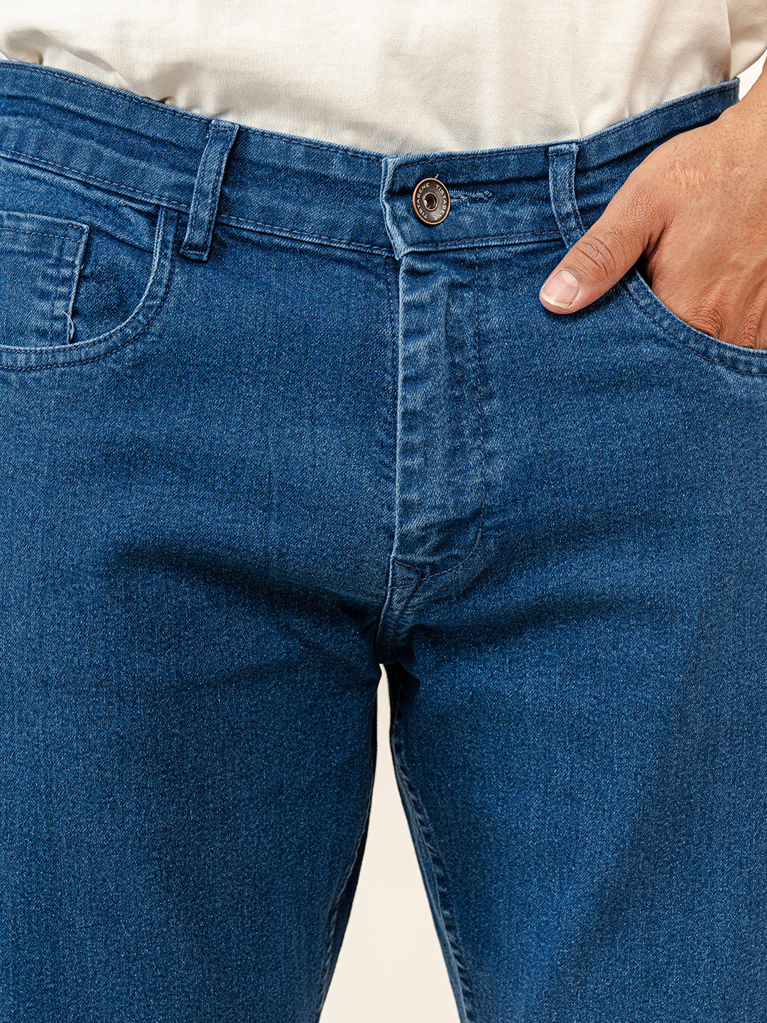 Blue Straight Fit Men's Denim Jeans