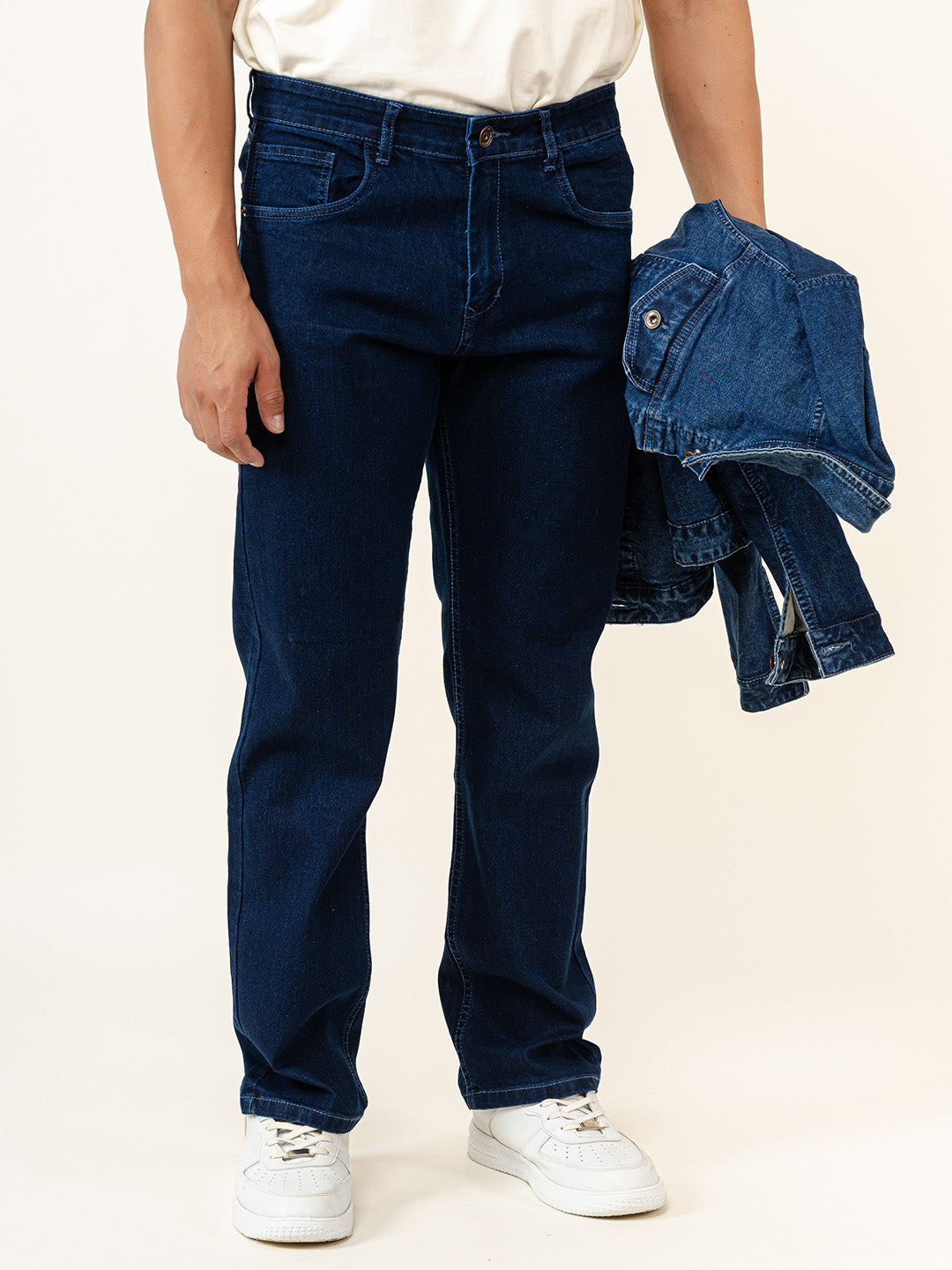 Dark Blue Straight Fit Men's Denim Jeans