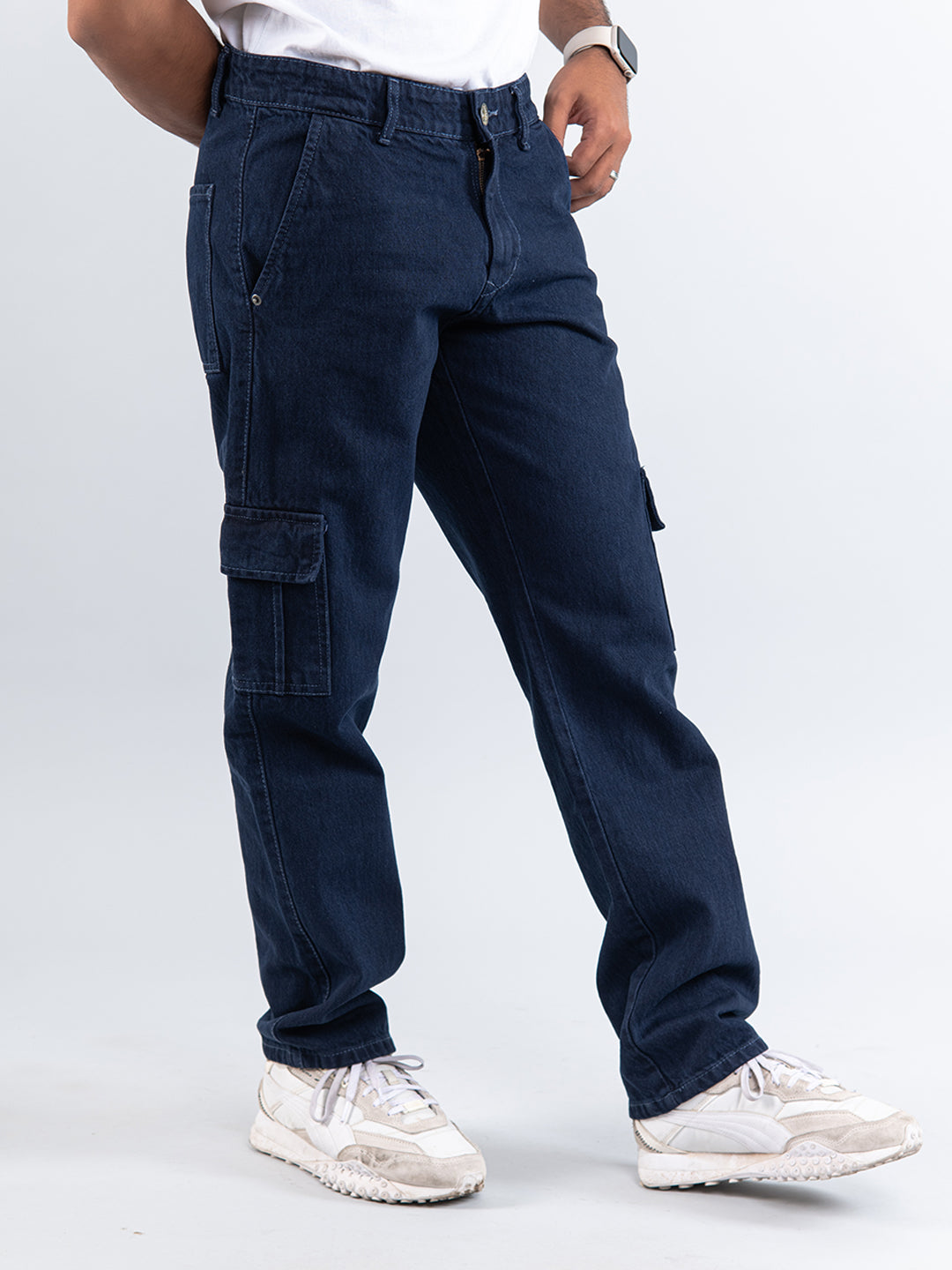 Navy blue denim jeans