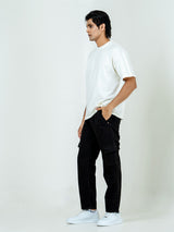 Black Straight Fit Cargo Denim Jeans