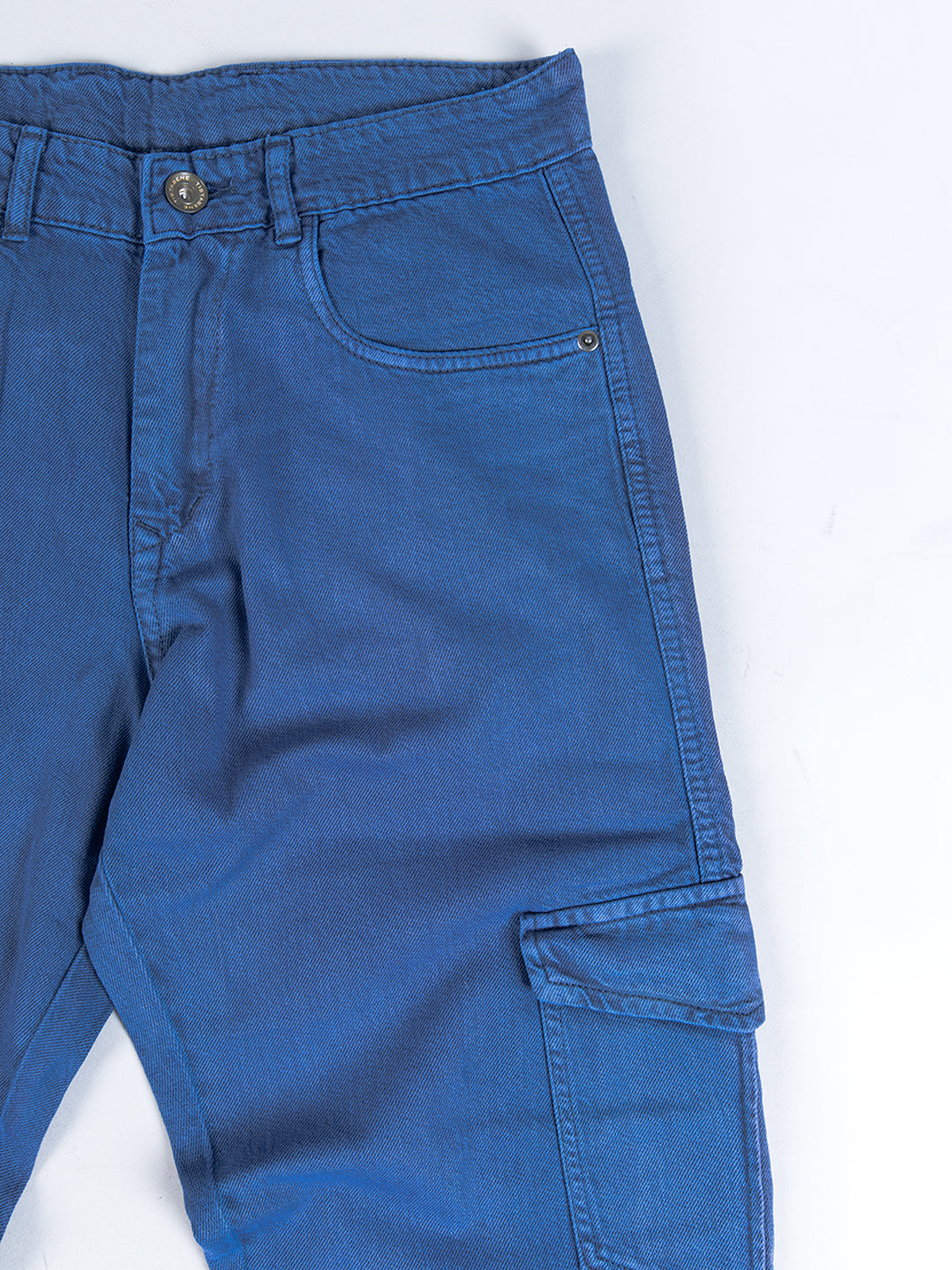Light Blue Straight Fit Men's Cargo Denim Jeans