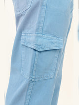 Light Blue Straight Fit Men's Cargo Denim Jeans