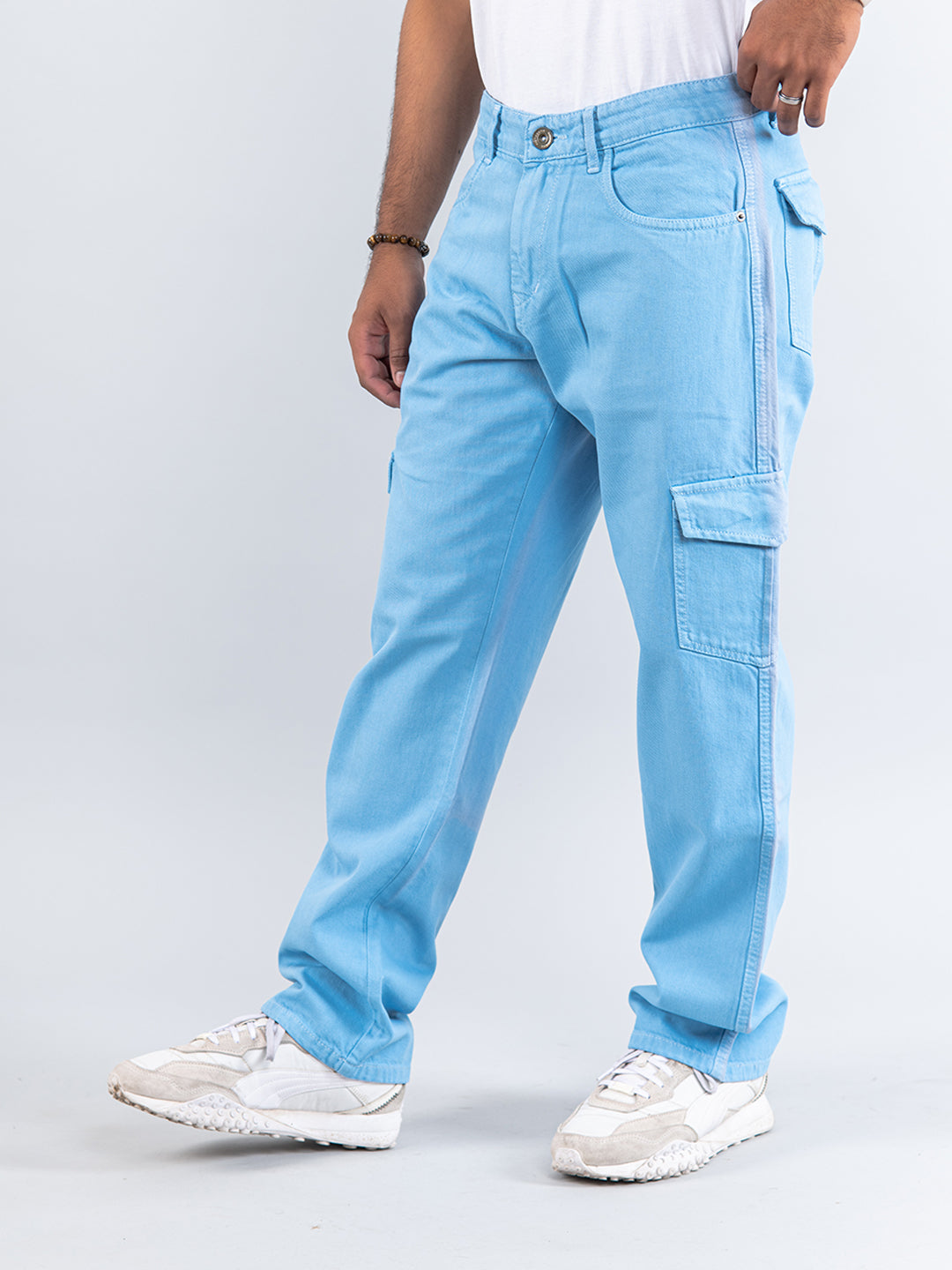 Allure Blue Straight Fit Men's Cargo Denim Jeans