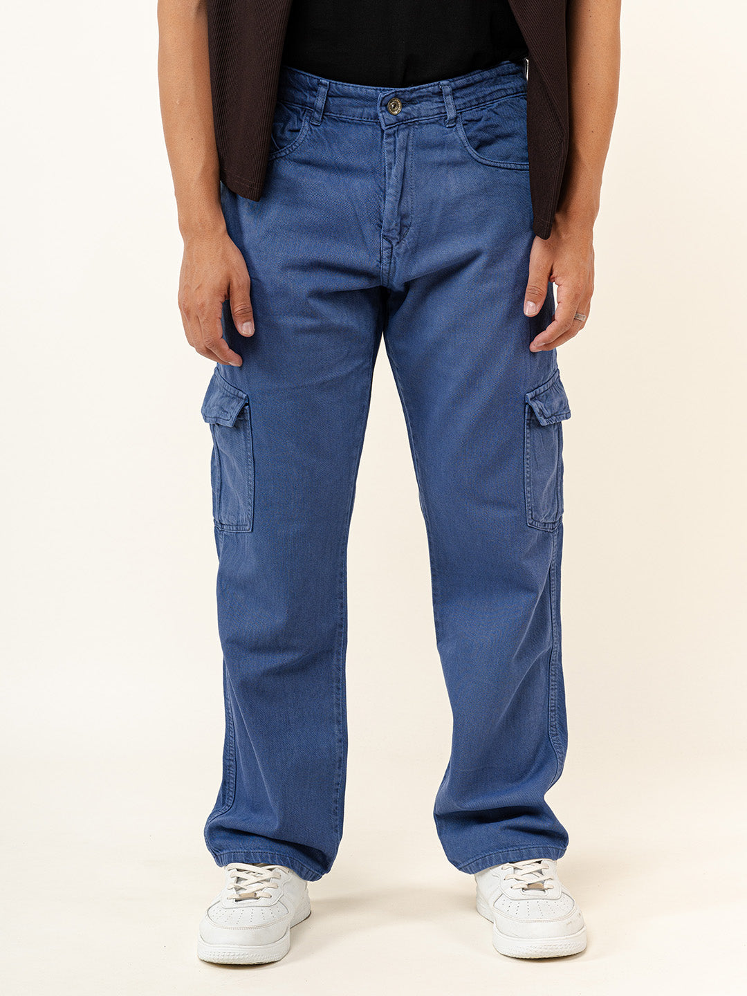 Allure Blue Straight Fit Men's Cargo Denim Jeans