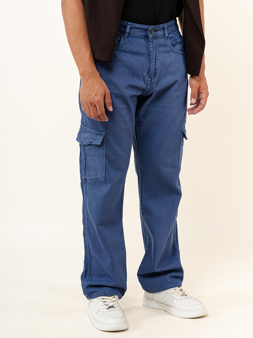 Allure Blue Straight Fit Men's Cargo Denim Jeans