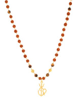 Om Trishool Gold Plated Rudraksha Mens Necklace