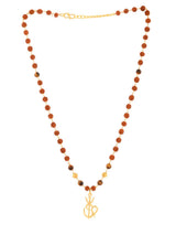 Om Trishool Gold Plated Rudraksha Mens Necklace