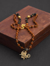 Lord Shiva Gold Plated Rudraksha Mens Necklace