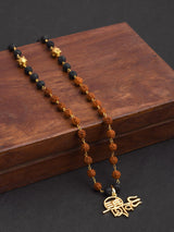 Lord Shiva Gold Plated Rudraksha Mens Necklace