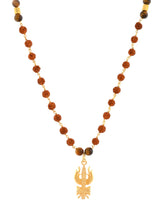 Trishool Gold Plated Rudraksha Mens Necklace