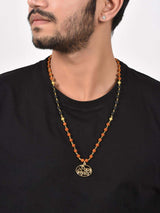 Shivaay Oval Gold Plated Rudraksha Mens Necklace