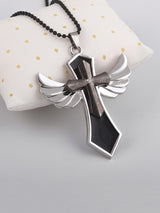 Stylish and Bold Black Plated Big Cross Mens Pendant