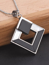 Geometric MOP and Black Stone Mens Pendant