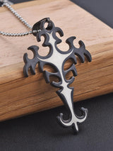 Black and silver tone stainless steel Mens Pendant