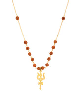 Gold Plated Trishul with Rudrakhs Pendant