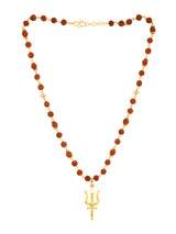 Gold Plated Rudrakhs with Trishul  Pendant