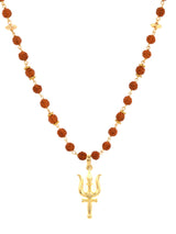 Gold Plated Rudrakhs with Trishul  Pendant