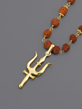 Gold Plated Rudrakhs with Trishul  Pendant