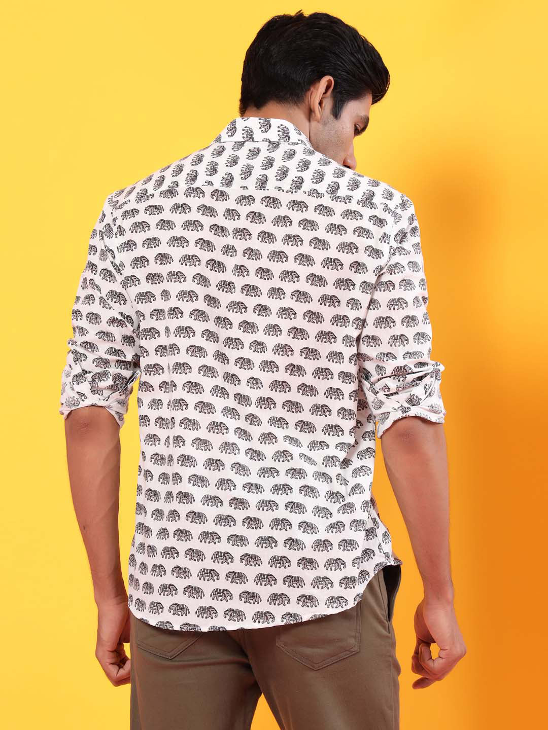 White Elephant Block Print Mens Shirt