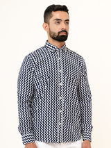 Chevron Crepe Full Sleeve Printed Shirt