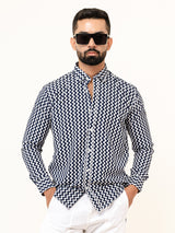 Chevron Crepe Full Sleeve Printed Shirt