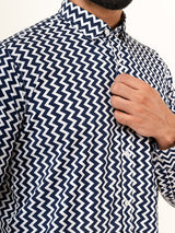 Chevron Crepe Full Sleeve Printed Shirt