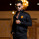 Black Lion Embroidered Giza Cotton Shirt