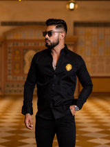 Black Lion Embroidered Giza Cotton Shirt