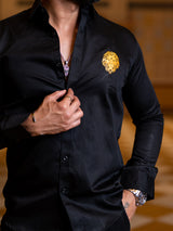 Black Lion Embroidered Giza Cotton Shirt