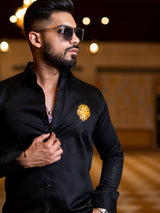 Black Lion Embroidered Giza Cotton Shirt