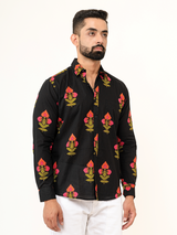 Black Jaipuri Cotton Printed Shirts For Men