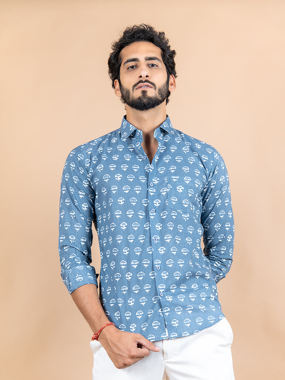 Grey Jaipuri Cotton Printed Shirt