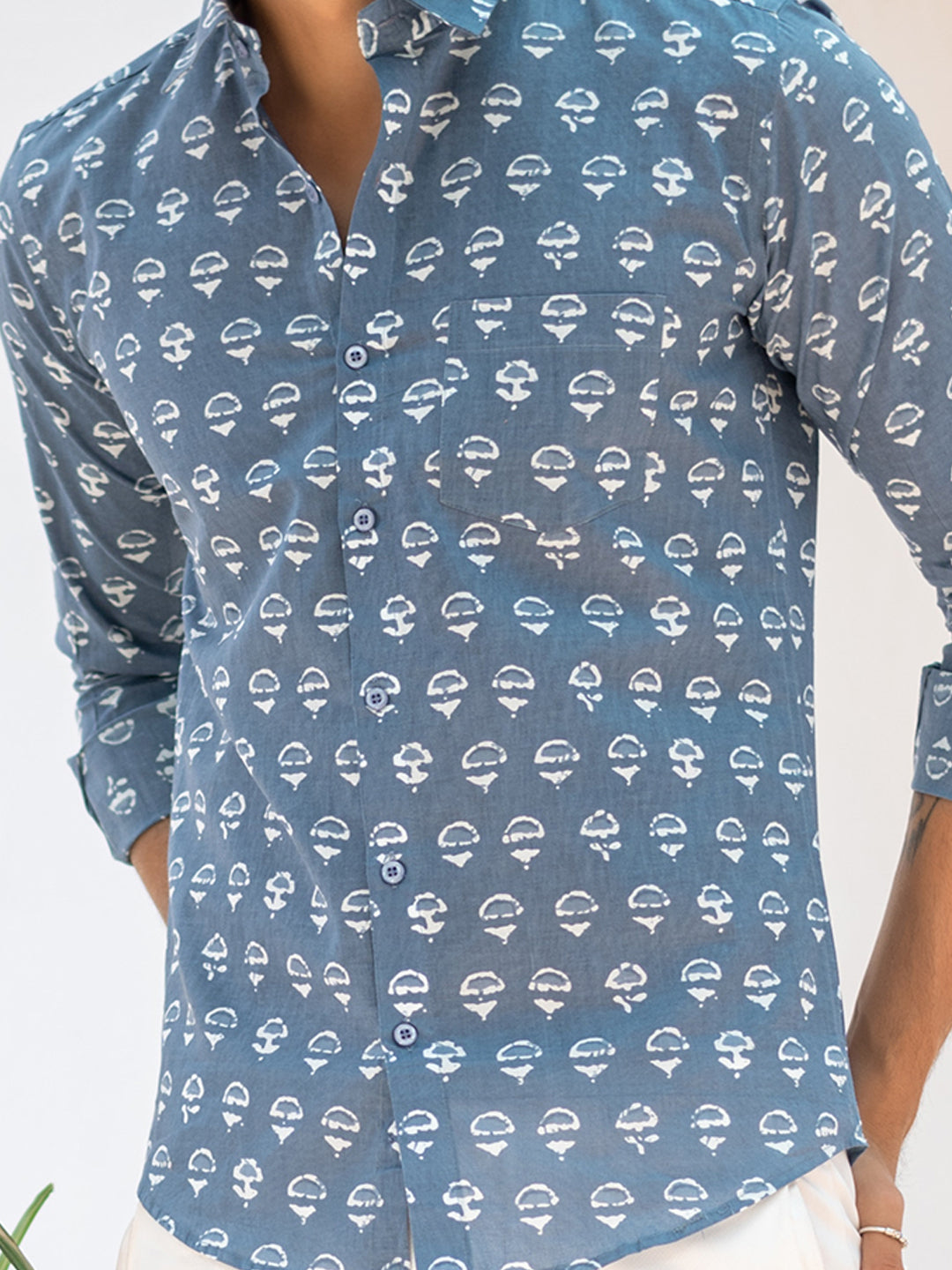 Grey Jaipuri Cotton Printed Shirt