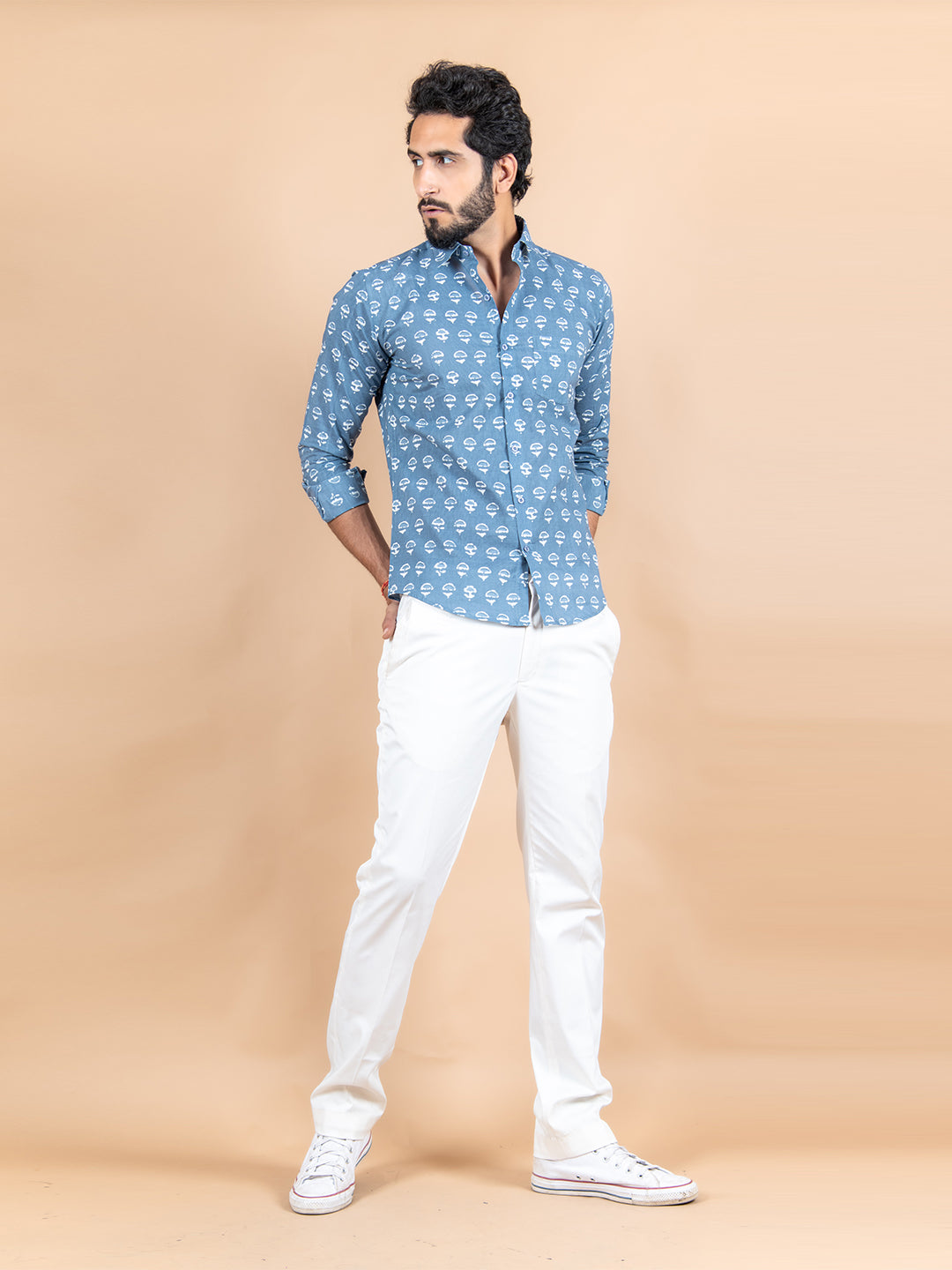 Grey Jaipuri Cotton Printed Shirt