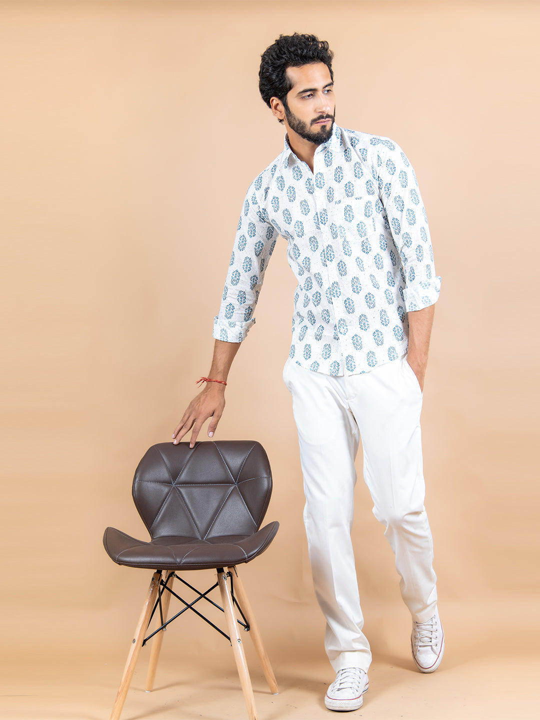 White Jaipuri Cotton Printed Shirt