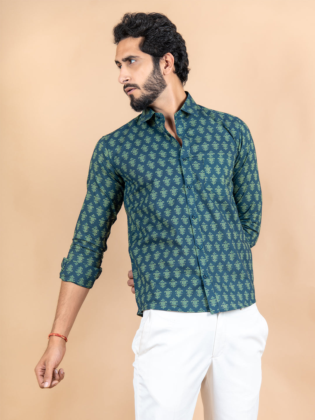 Blue and Green Jaipuri Print Shirt