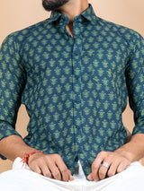 Blue and Green Jaipuri Print Shirt