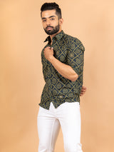 Green Jaipuri Cotton Printed Shirt