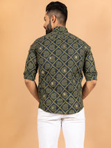 Green Jaipuri Cotton Printed Shirt