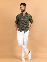 Green Jaipuri Cotton Printed Shirt