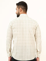 White Jaipuri Cotton Printed Shirt For Men