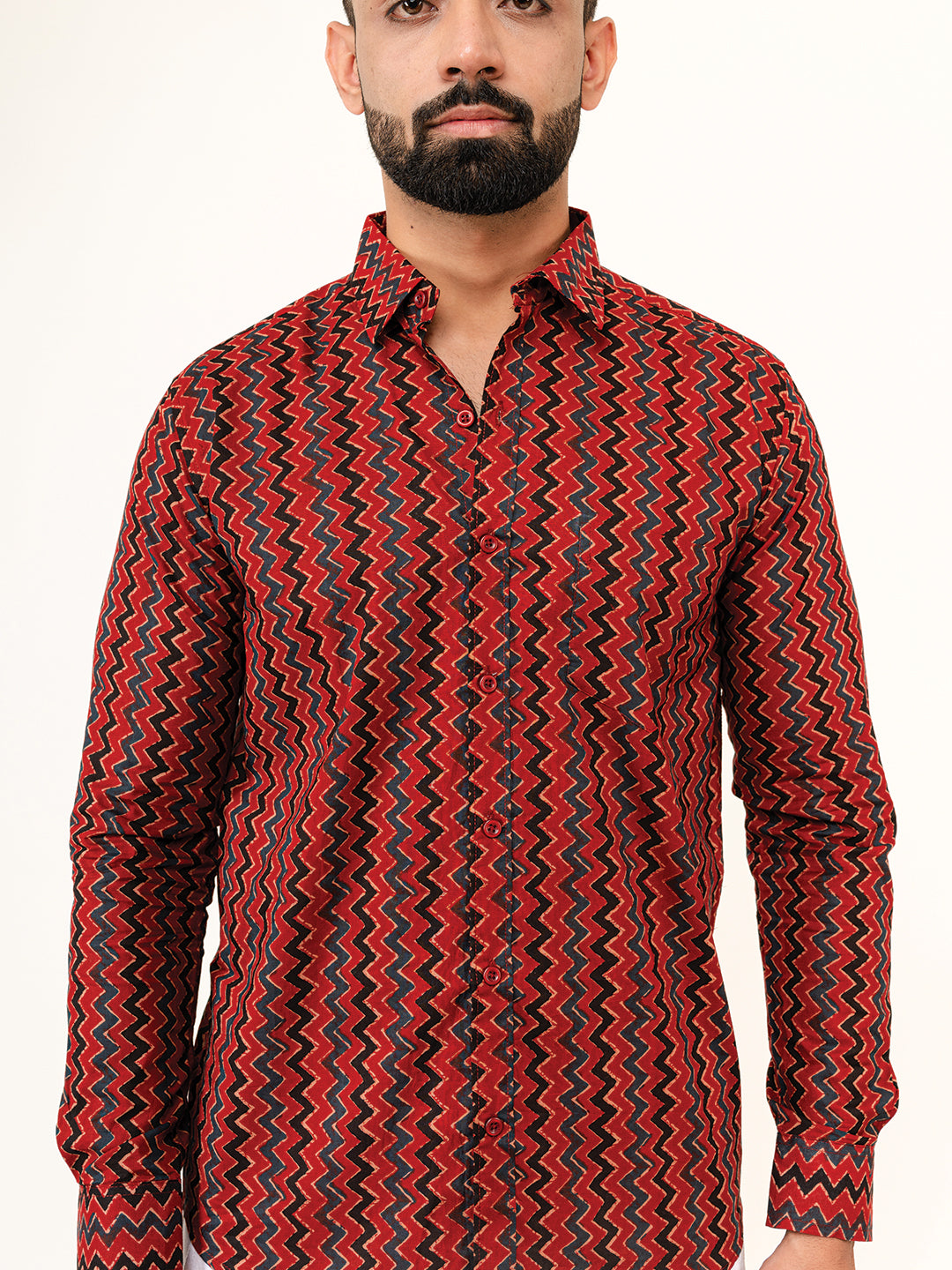 Chevron Jaipuri Printed Cotton Shirt