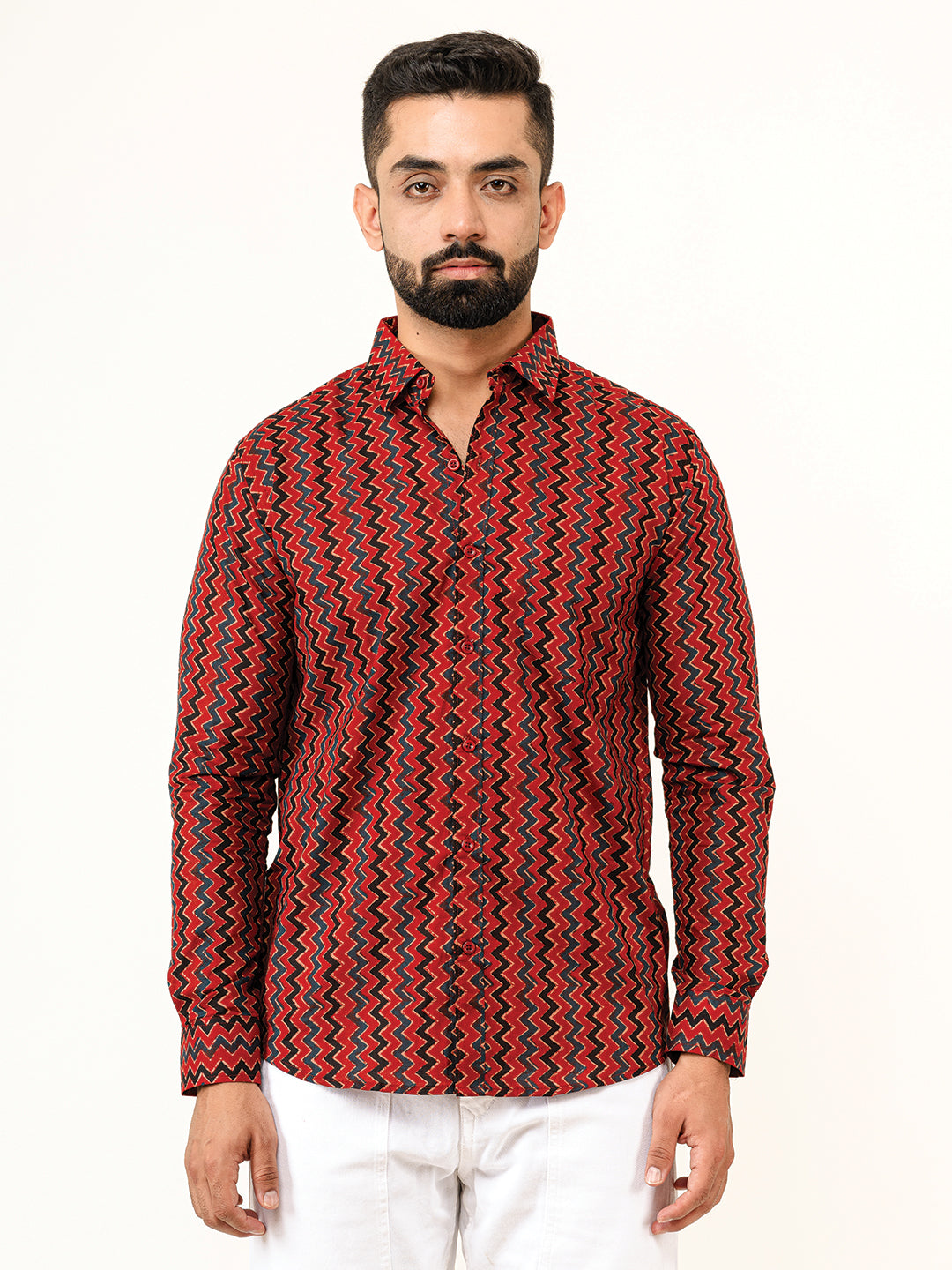 Chevron Jaipuri Printed Cotton Shirt