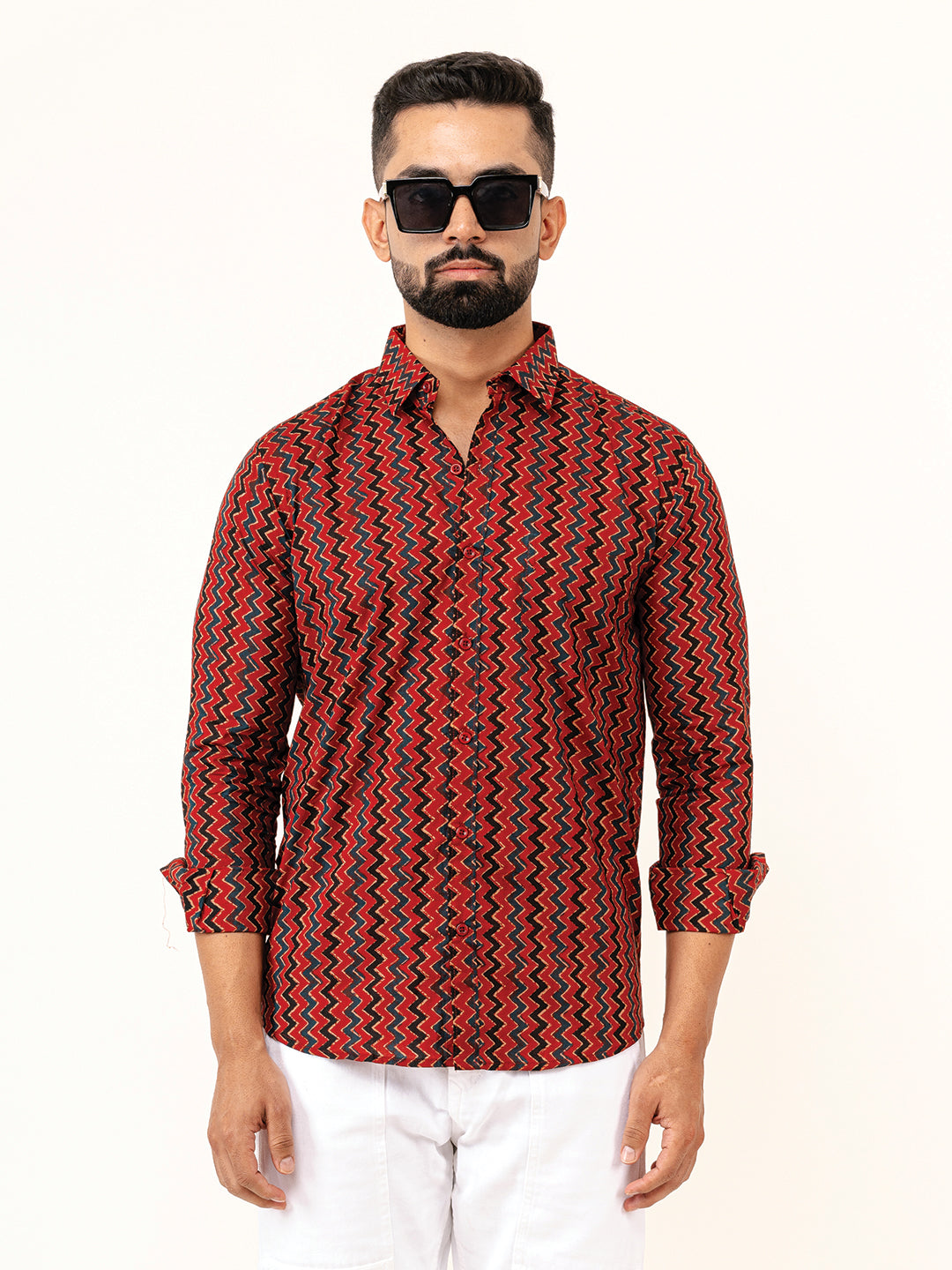 Chevron Jaipuri Printed Cotton Shirt