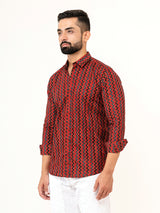 Chevron Jaipuri Printed Cotton Shirt