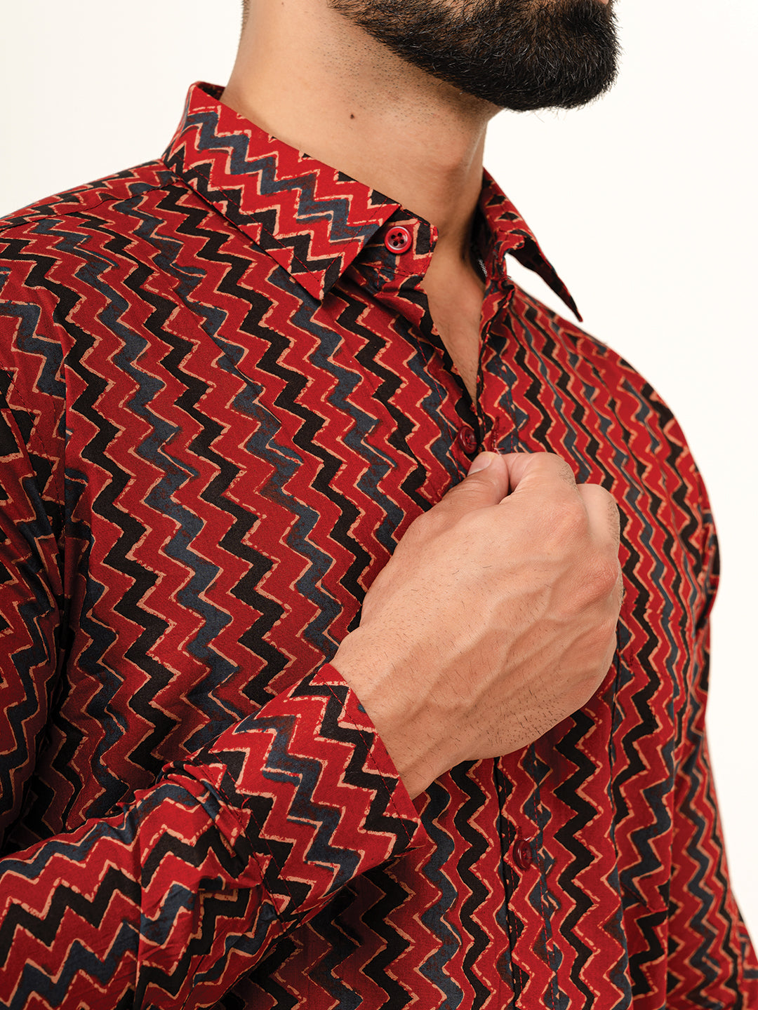 Chevron Jaipuri Printed Cotton Shirt