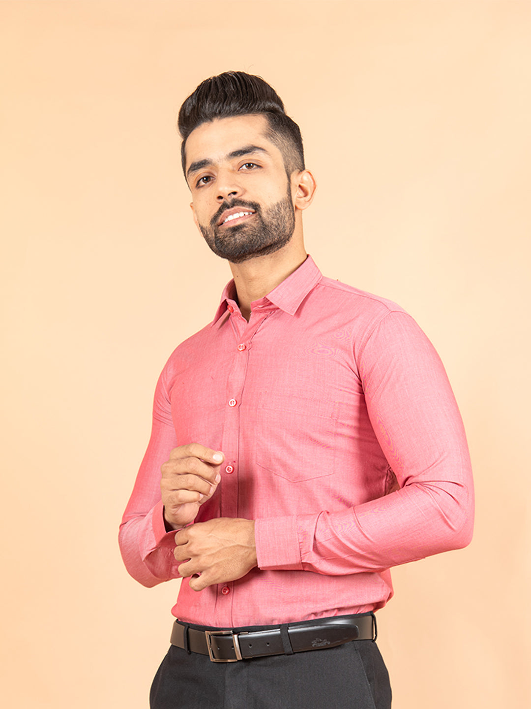 Pink Self Weaved Cotton Shirt